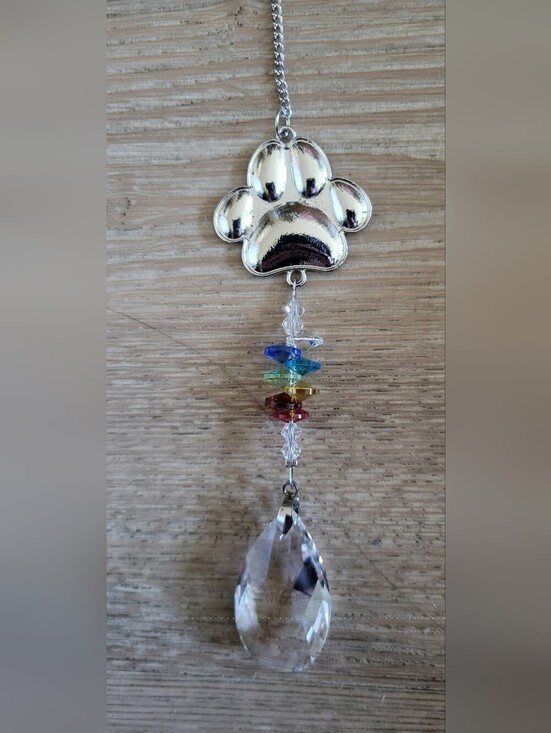 Kristy's Kreations Other - Silver Paw Print Crystal Suncatcher